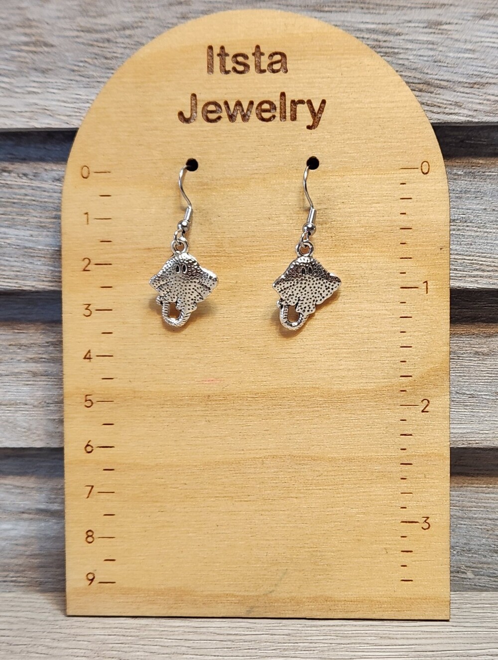 Stingray Charm Earrings On Stainless Steel French Earwires A10